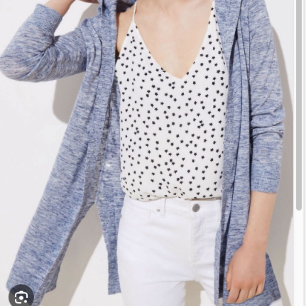 LOFT Spacedye Hooded Open Cardigan - medium